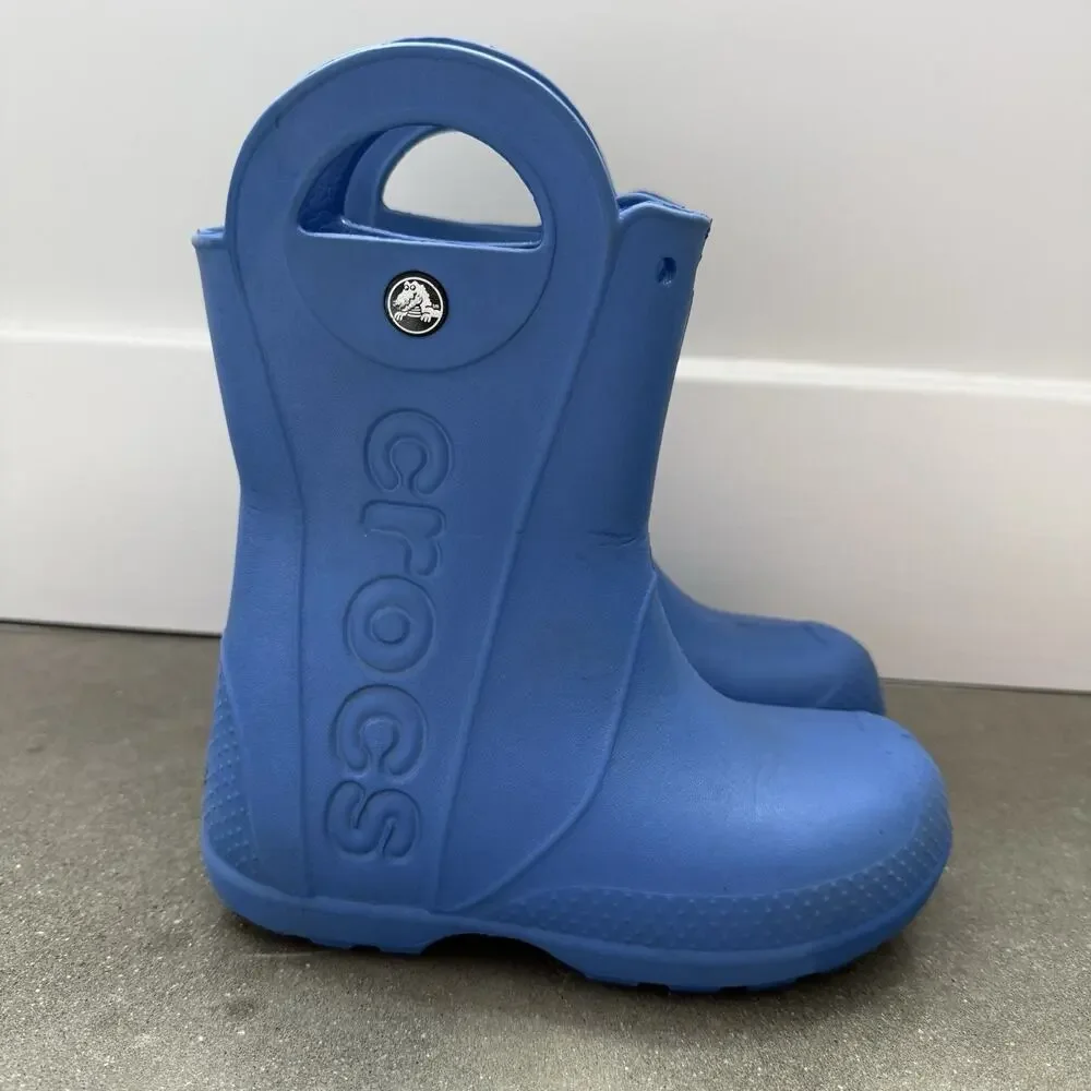 Crocs Boys Kids Handle It Rain Boots C13 Blue Waterproof Pull On Boots